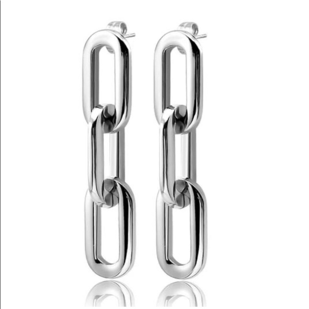 Gold 316L Stainless Steel Long Earrings - Picture 6 of 6